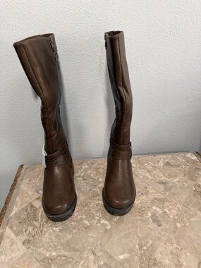 JustFab Brown Hally Buckle Boot